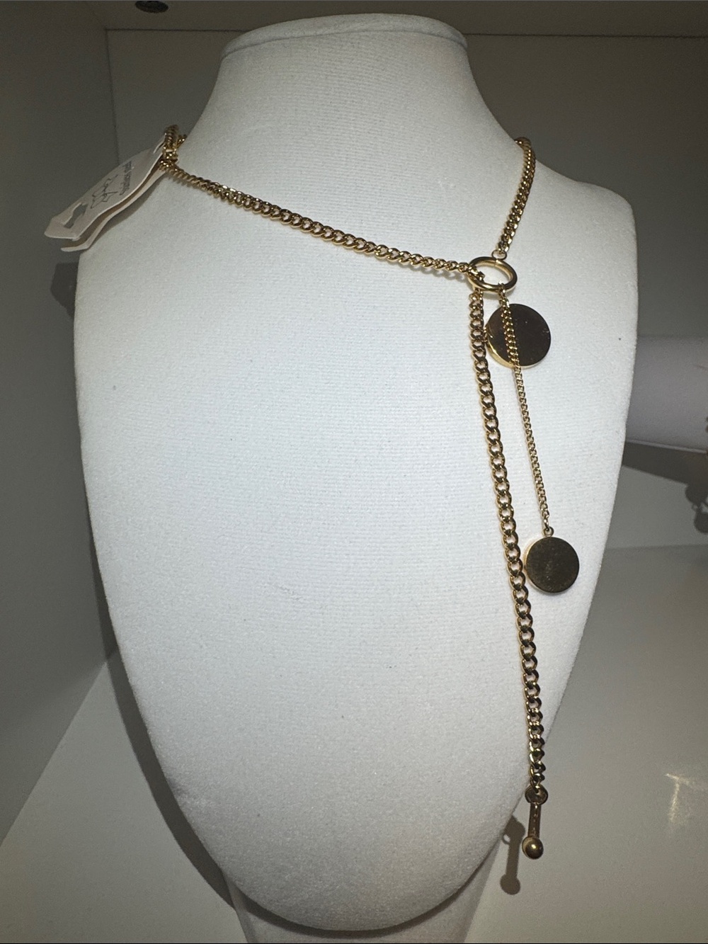 Fashion Jewelry Gold Lariat Necklace with Disc Charms